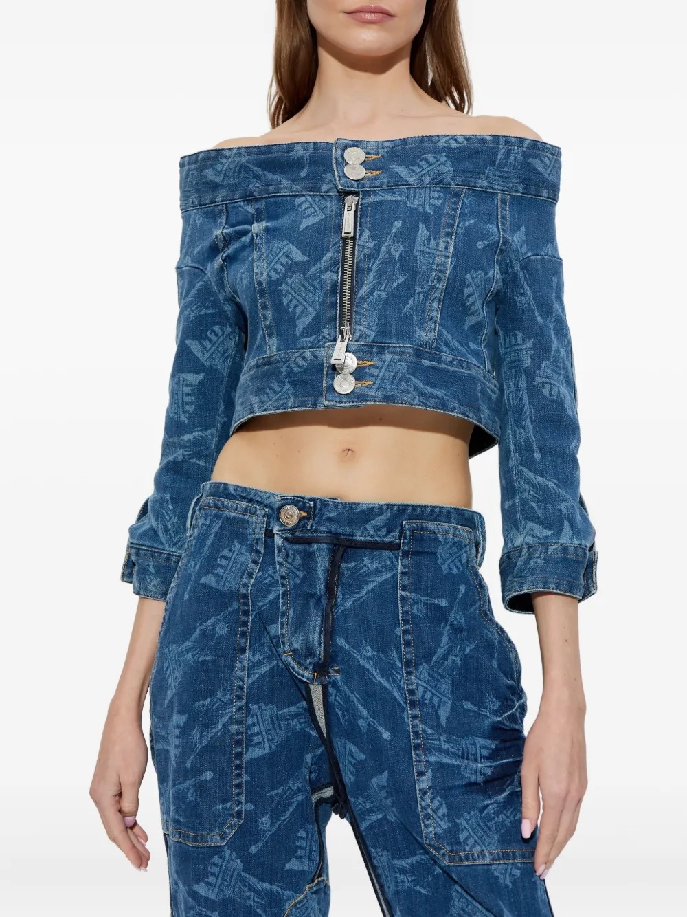 DSQUARED2 x Vaquera off-shoulder jack met ritssluiting Blauw