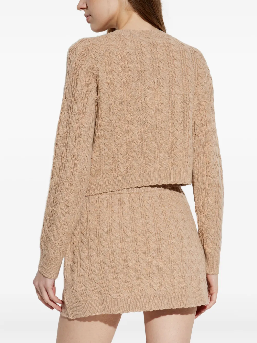 LoveShackFancy Kabelgebreid vest met knoop Beige