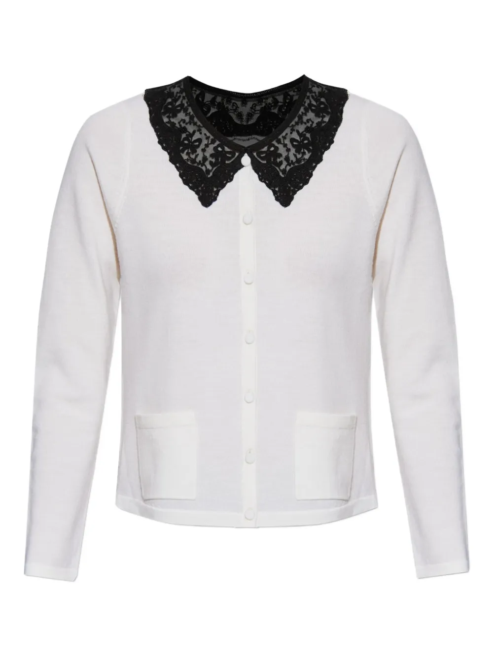 Loveshackfancy Lace Collared Pocket Cardigan In White
