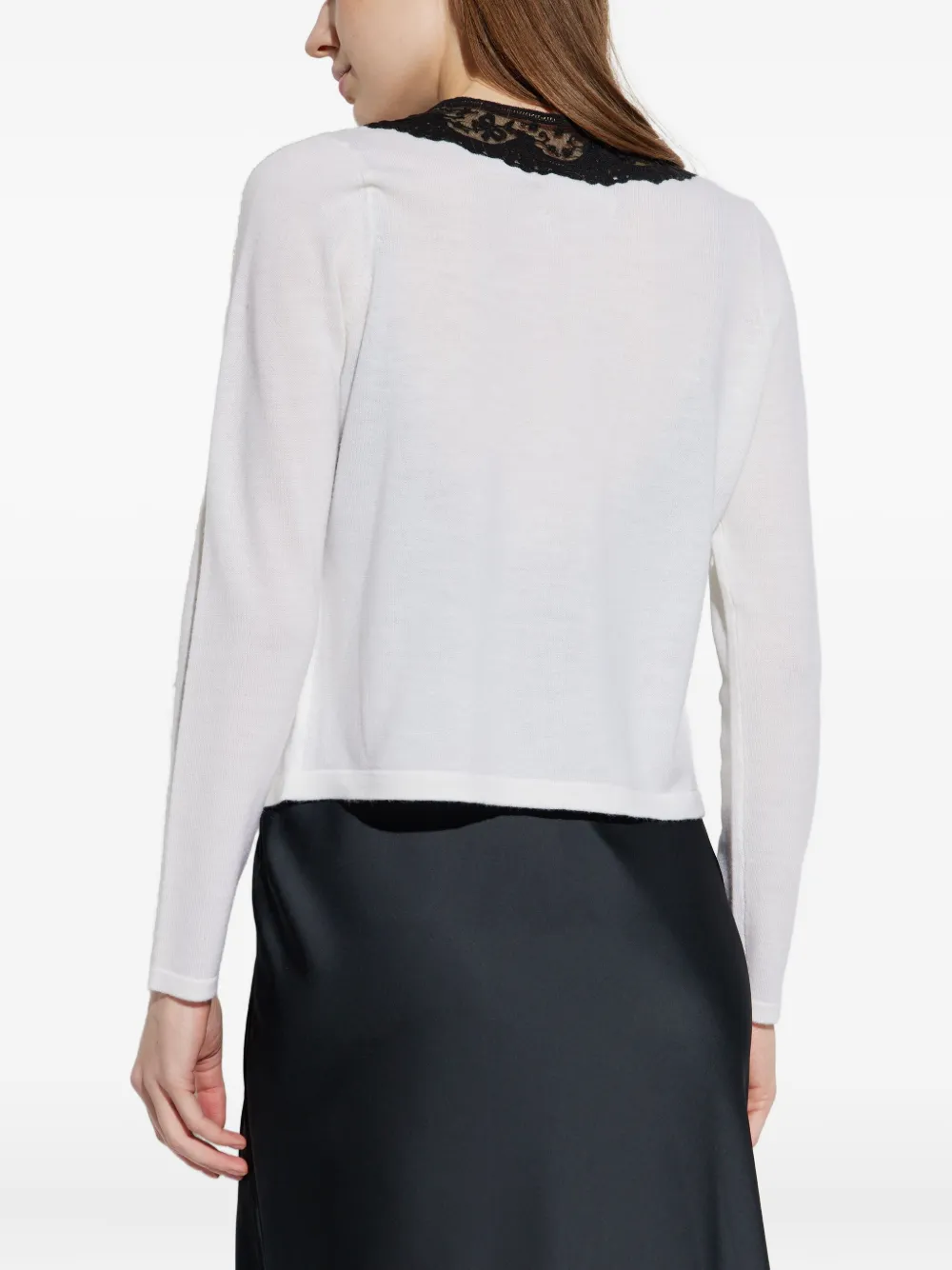 LoveShackFancy Vest met kanten kraag en zak Wit