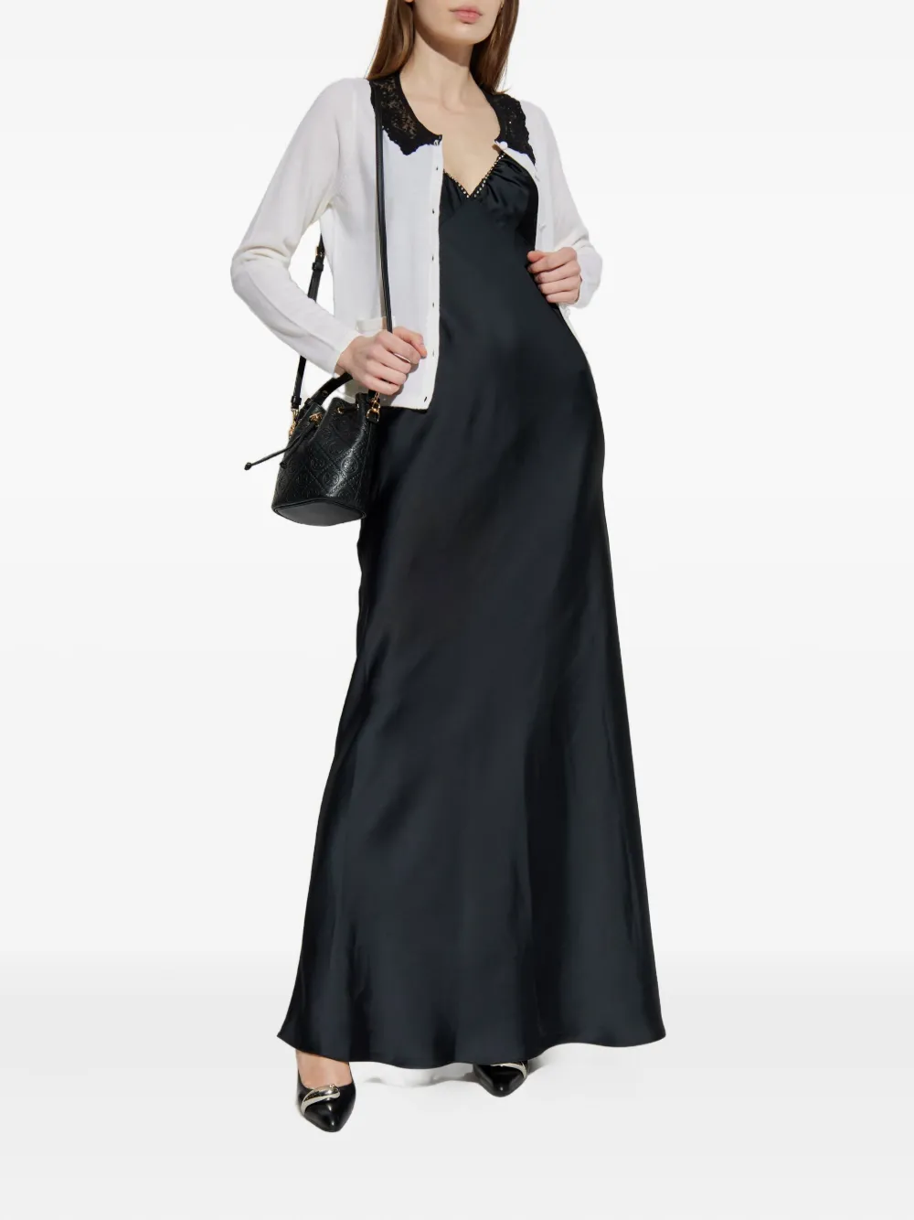 LoveShackFancy Vest met kanten kraag en zak Wit