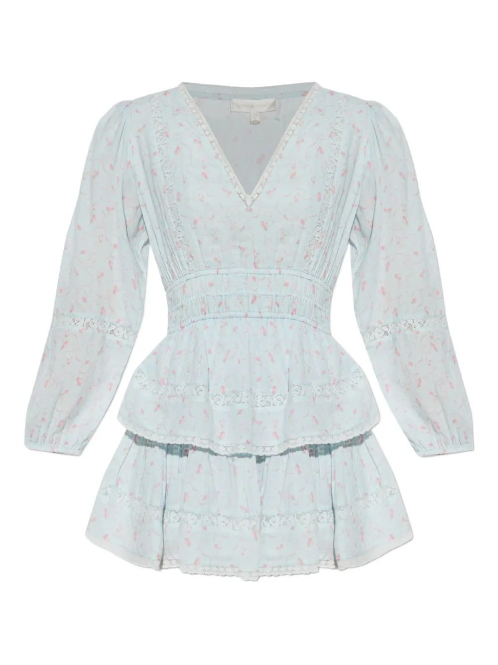LoveShackFancy lace tiered mini dress | Blue | Image 1
