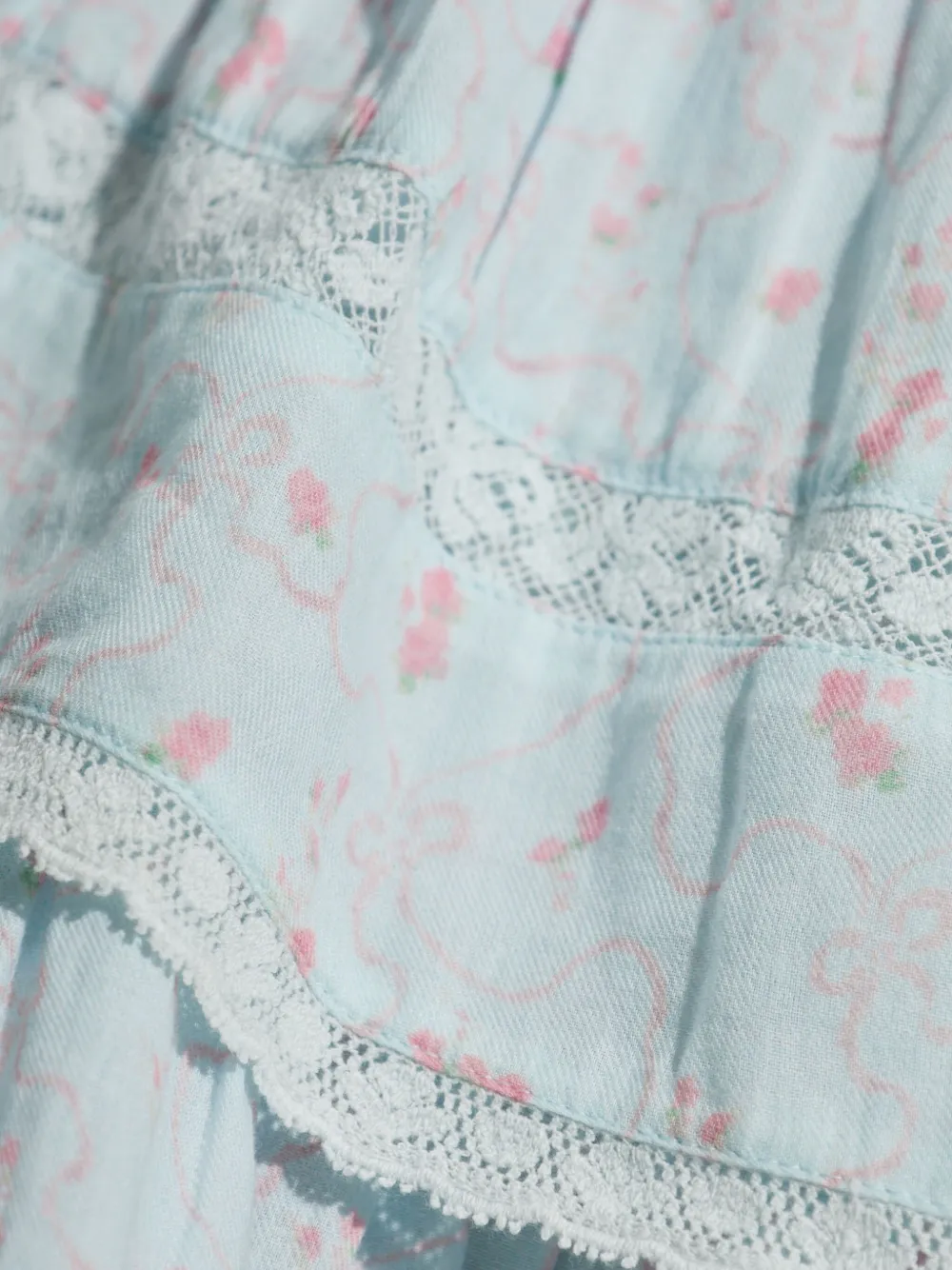 LoveShackFancy Gelaagde midi-jurk met kant Blauw