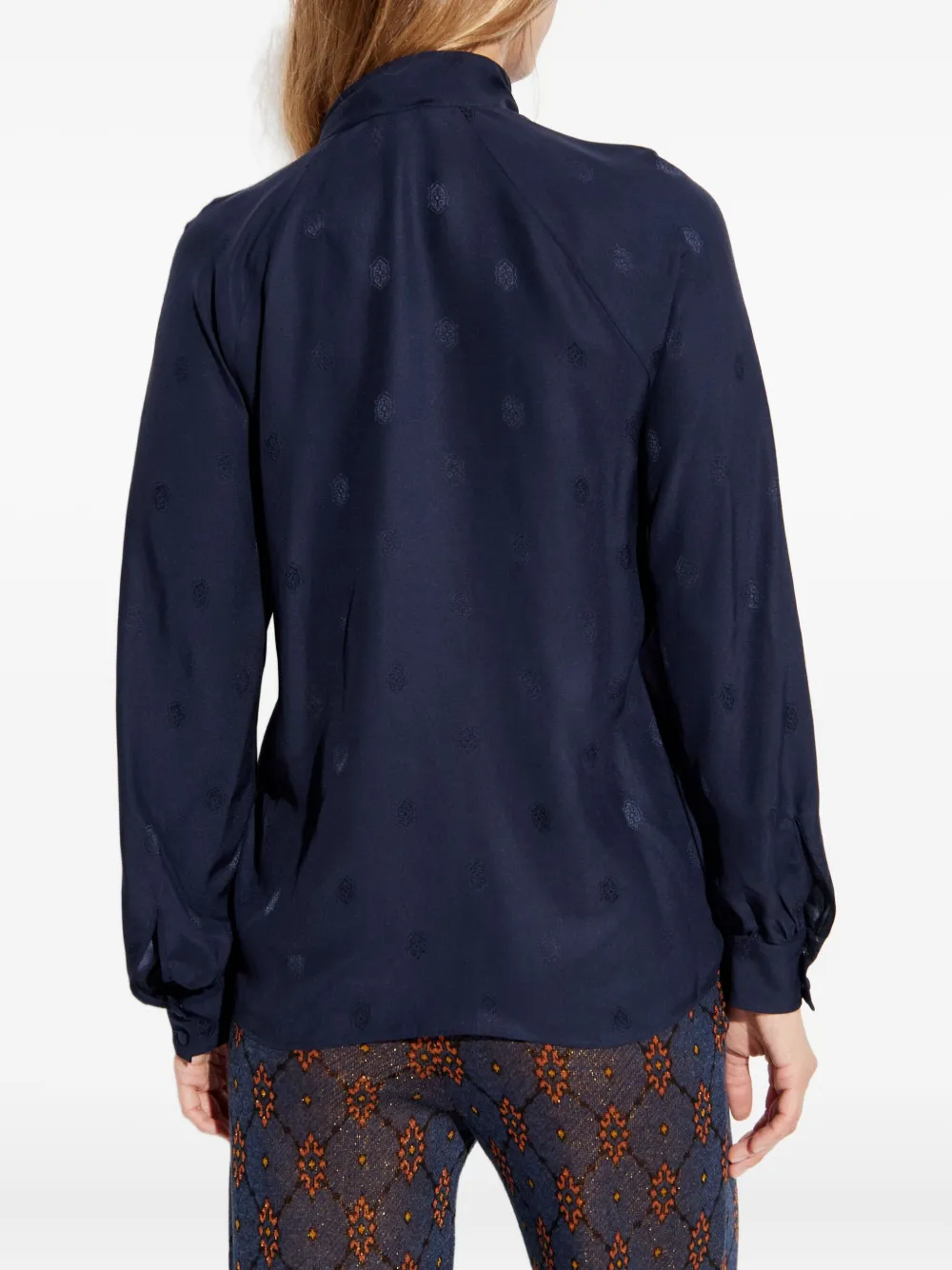 Etro Bow Long-sleeved Blouse In Blue