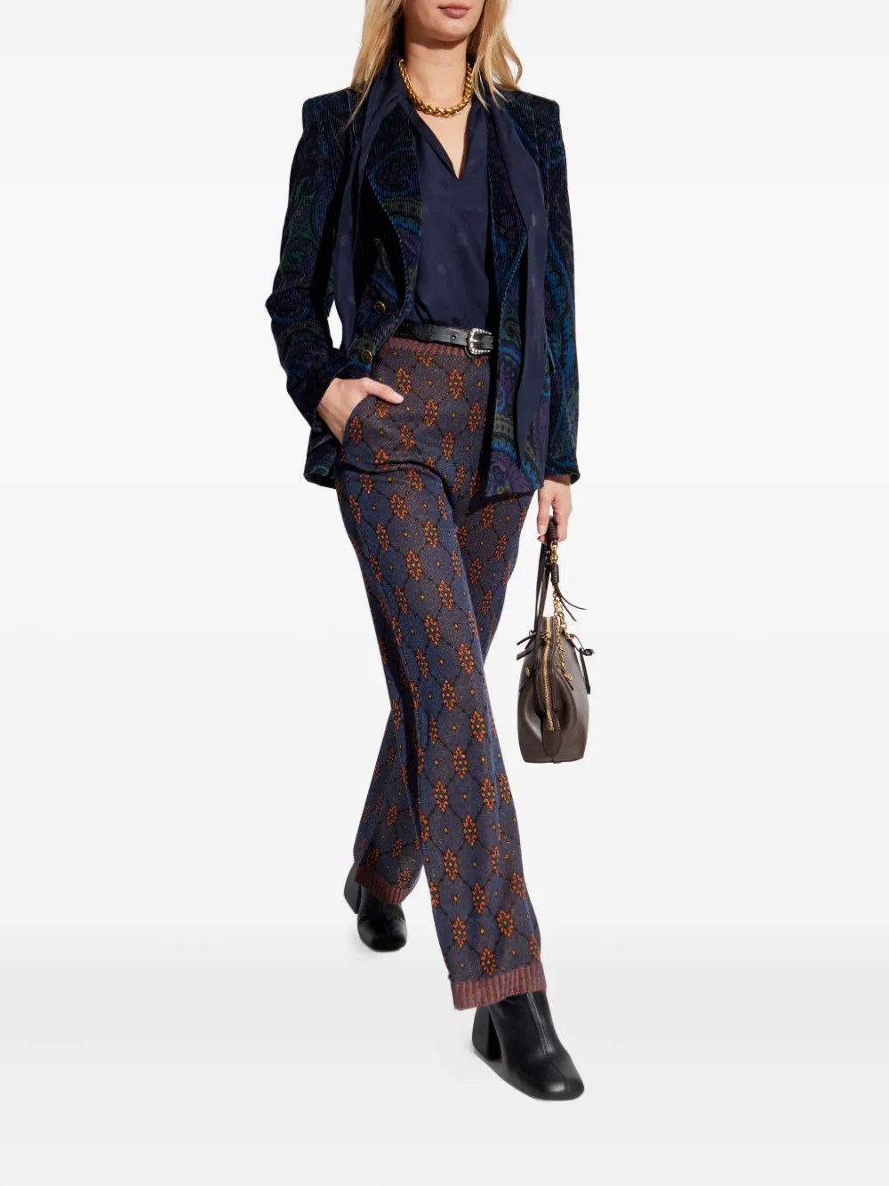 ETRO bow long-sleeved blouse - Blauw