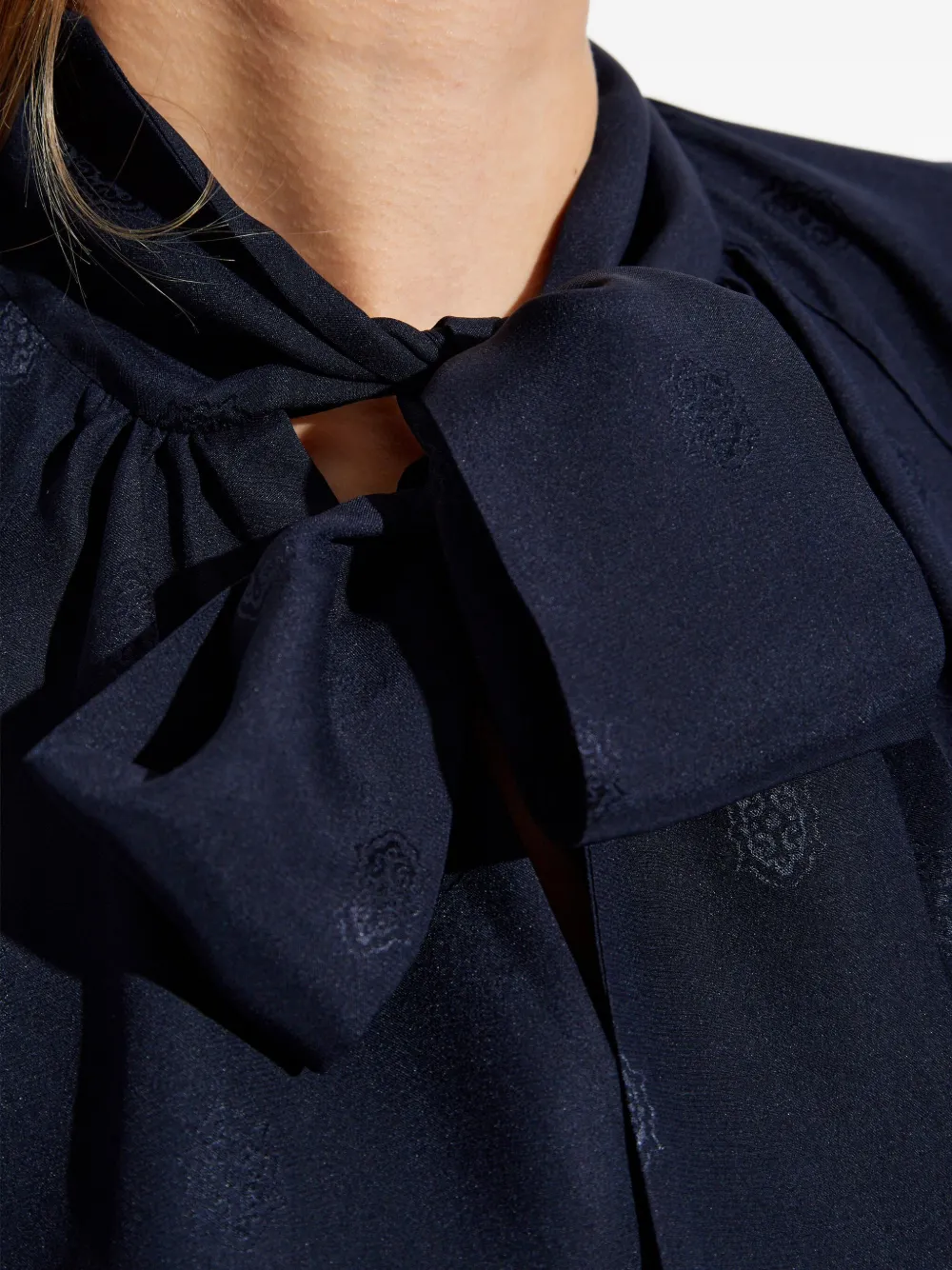 Etro Bow Long-sleeved Blouse In Blue