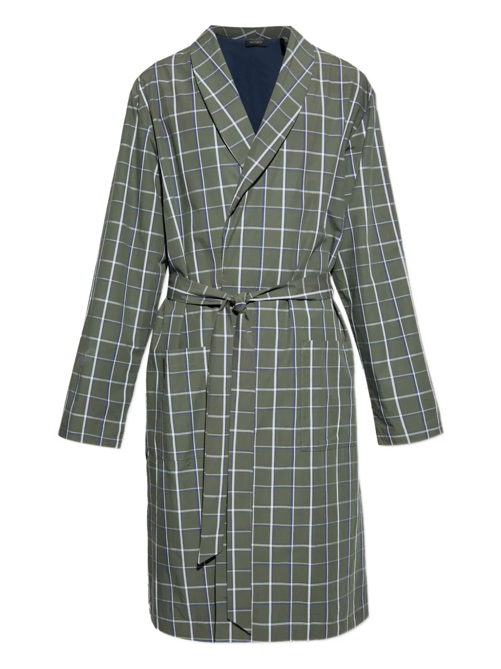 Hanro checked belted robe | Green | Image 1