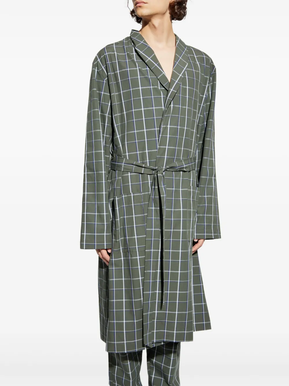  Hanro Checked Belted Robe - Green 