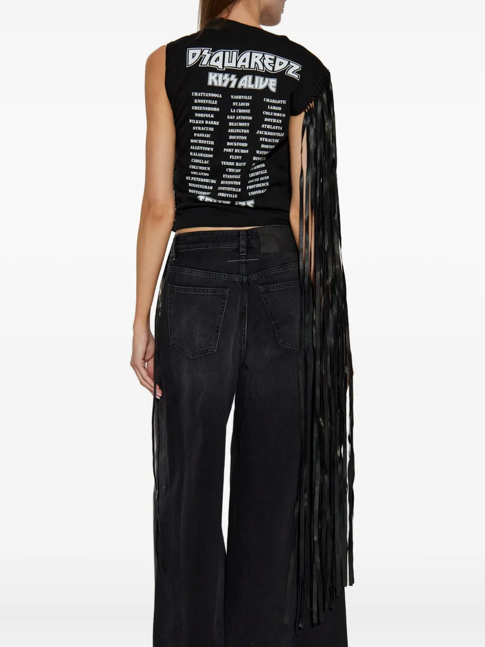 DSQUARED2 Mouwloze top met franje detail Zwart