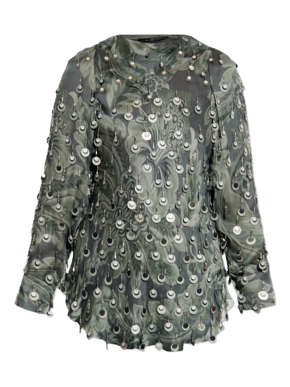 Etro Embellished Floral Blouse In Green