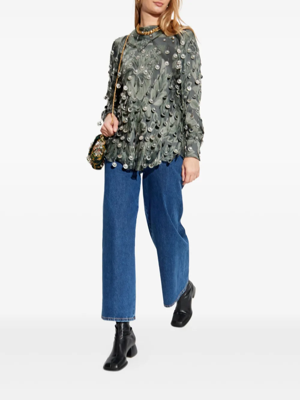 ETRO embellished floral blouse - Groen