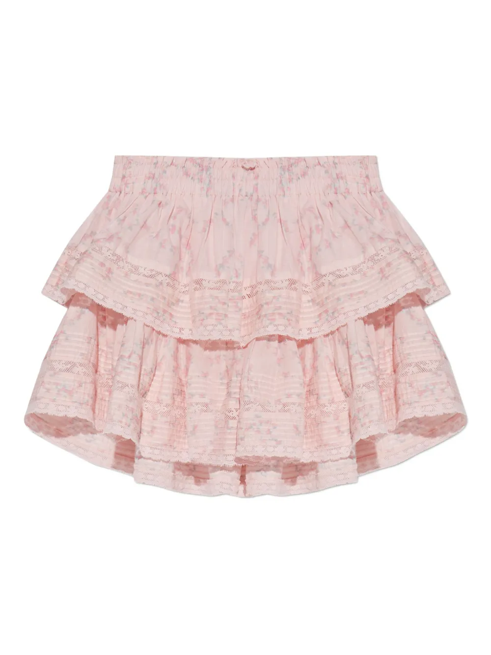 LoveShackFancy falda corta a capas con volantes | rosado | Image 1