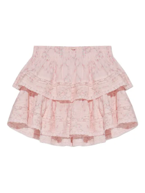 LoveShackFancy falda corta a capas con volantes