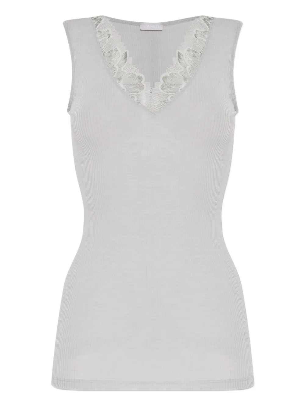 Hanro top de encaje con cuello en V | gris | Image 1