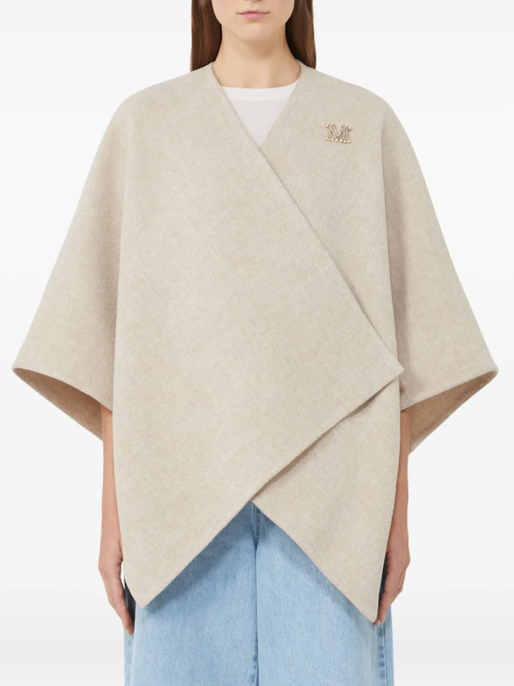 Max Mara monogram rectangular cape - Beige