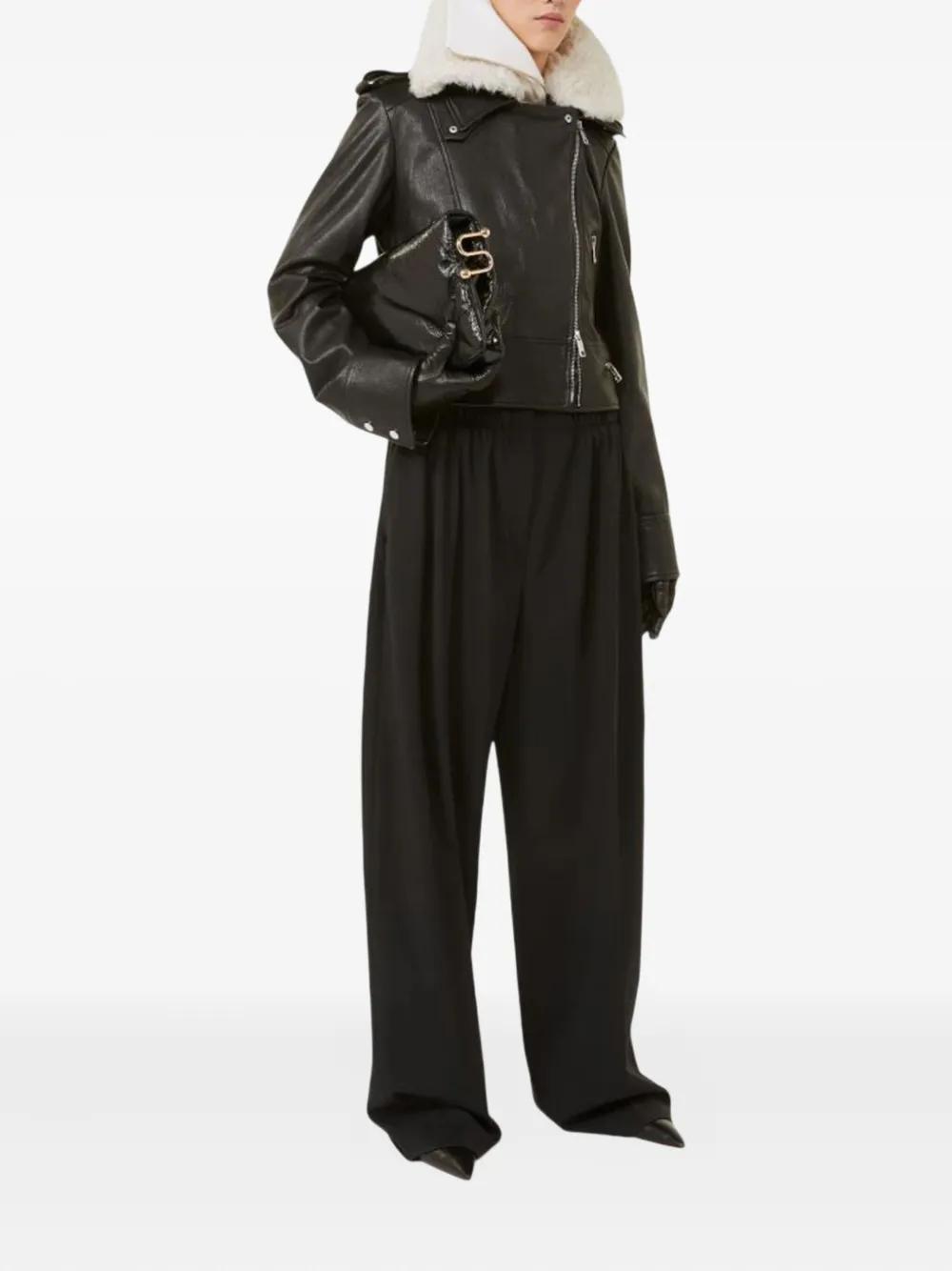 Sportmax double-waistband wide-leg trousers - Zwart