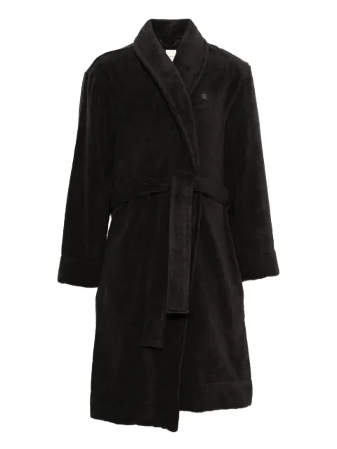 Calvin Klein belted monogram-embroidered bathrobe