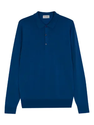 John Smedley Ribbed Polo Shirt | Blue | FARFETCH ZA