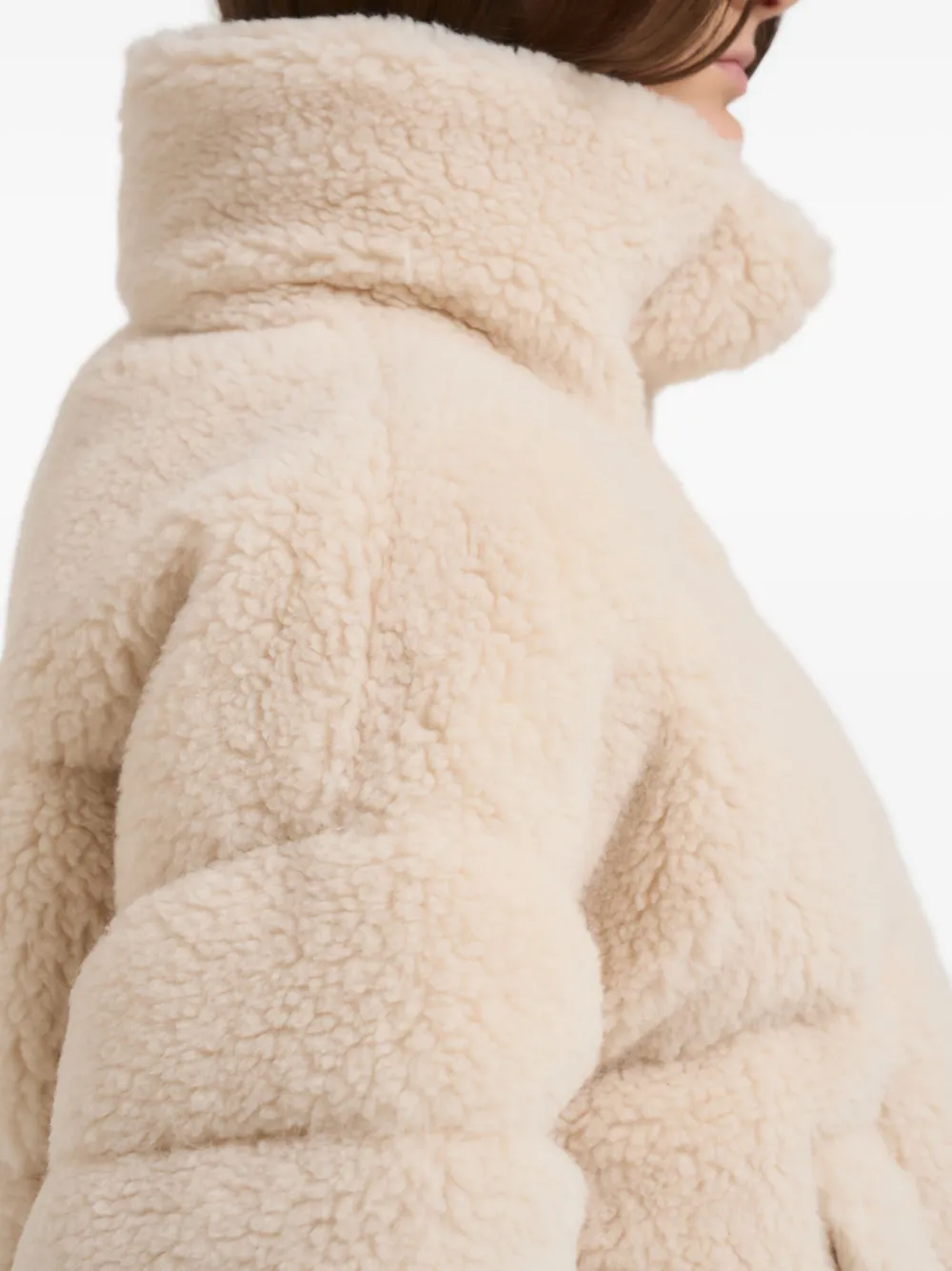 Weekend Max Mara Alfredo Padded Coat High Collar Front Pockets In Neutral