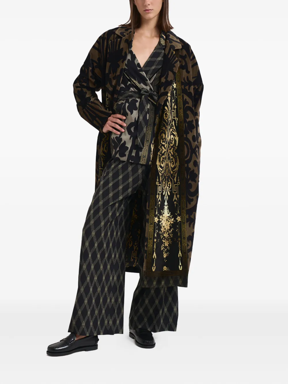 Pierre-Louis Mascia patterned coat - Bruin
