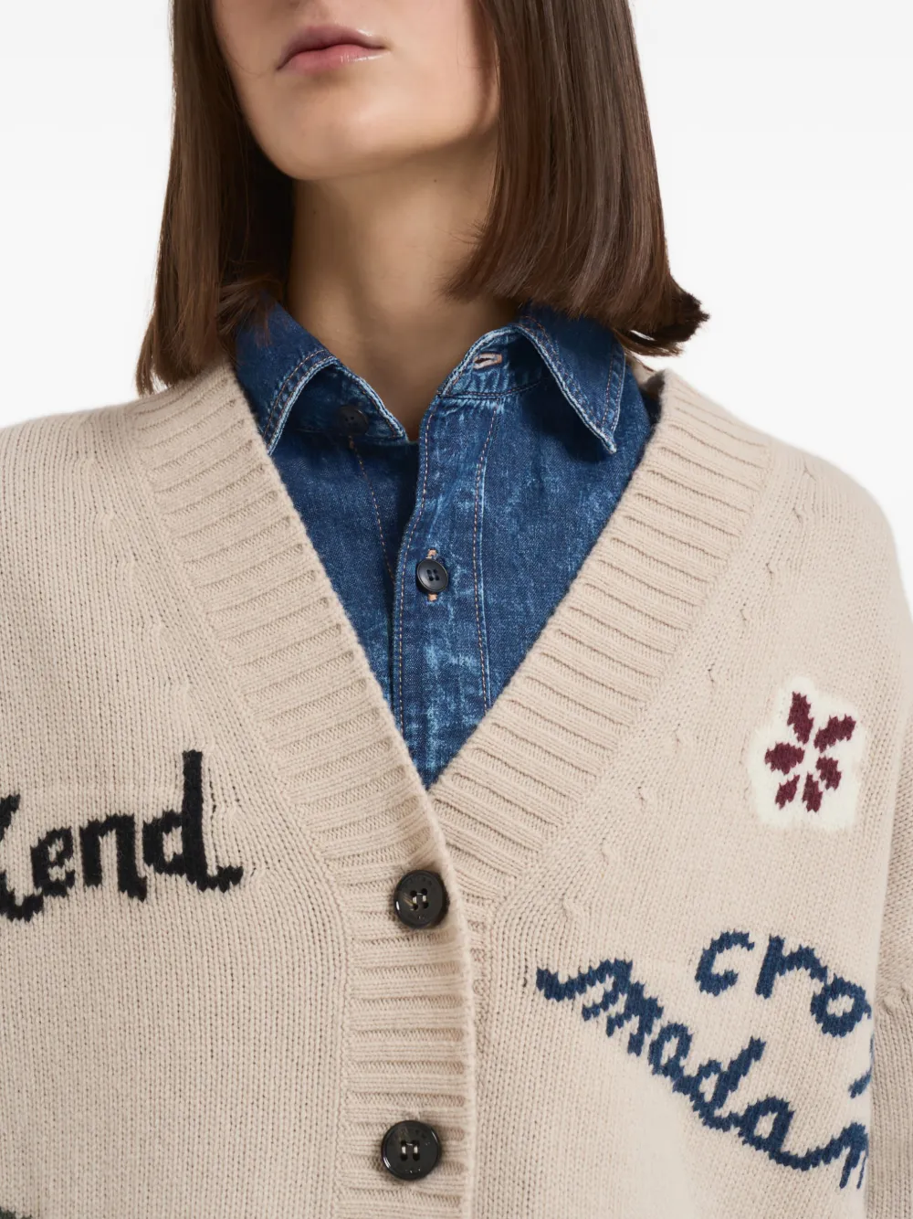 Weekend Max Mara Cardigan Over In Filato Di Lana Ecru In Neutral