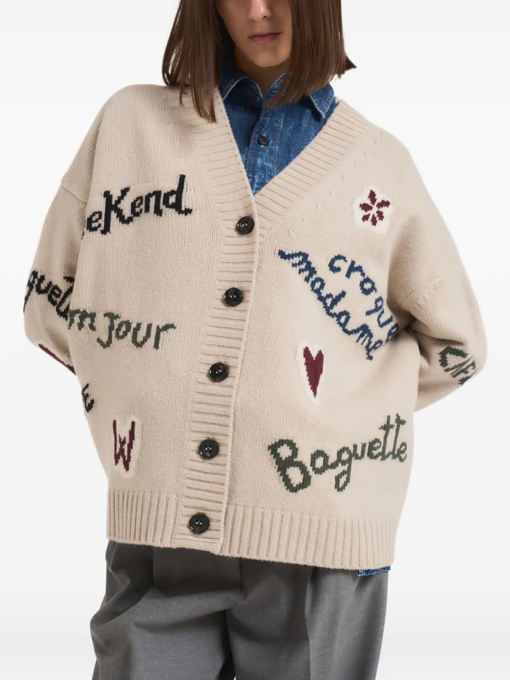 Weekend Max Mara Cardigan Over In Filato Di Lana Ecru In Neutral