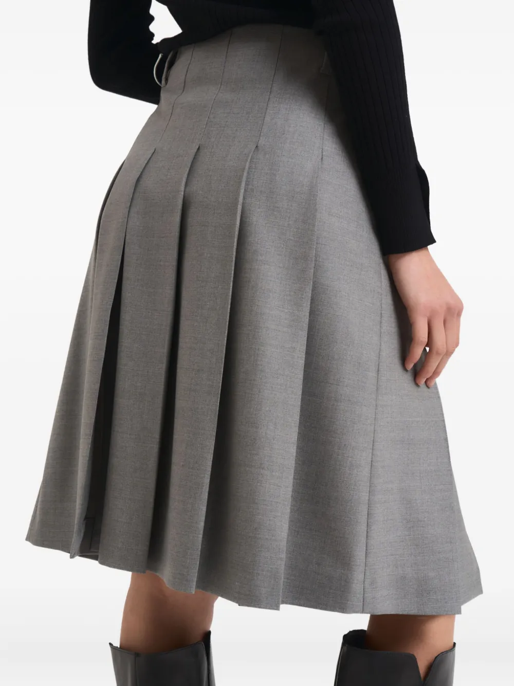 Max Mara Pleated Midi Skirt In Gray