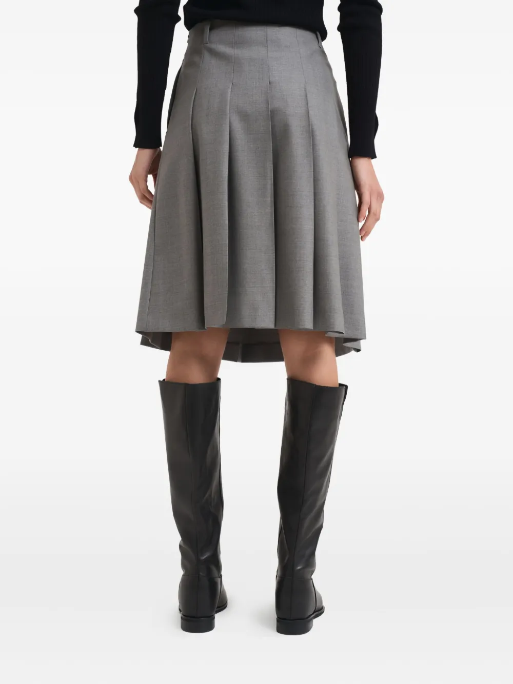 Max Mara Pleated Midi Skirt In Gray