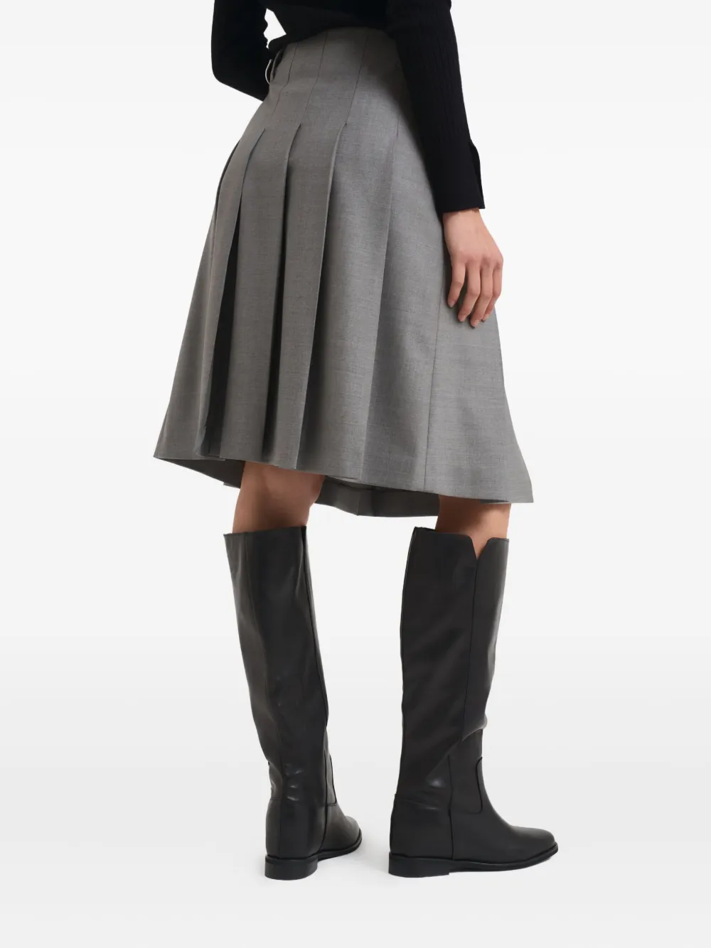 Max Mara Pleated Midi Skirt In Gray