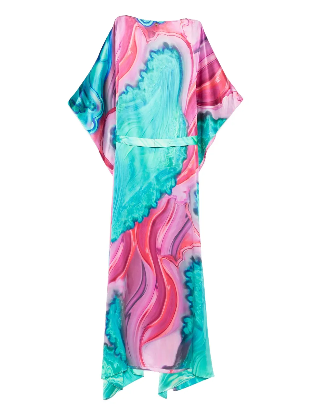 Roberto Cavalli Midi-jurk met ceintuur en print - Groen