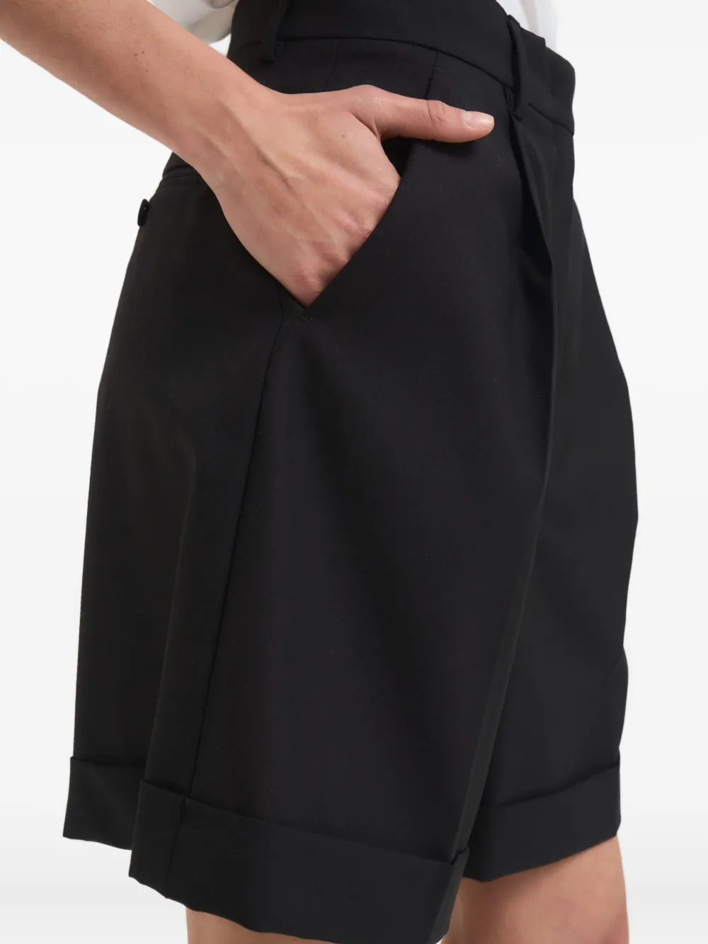 Weekend Max Mara Cuffed Belt-loop Shorts In Black