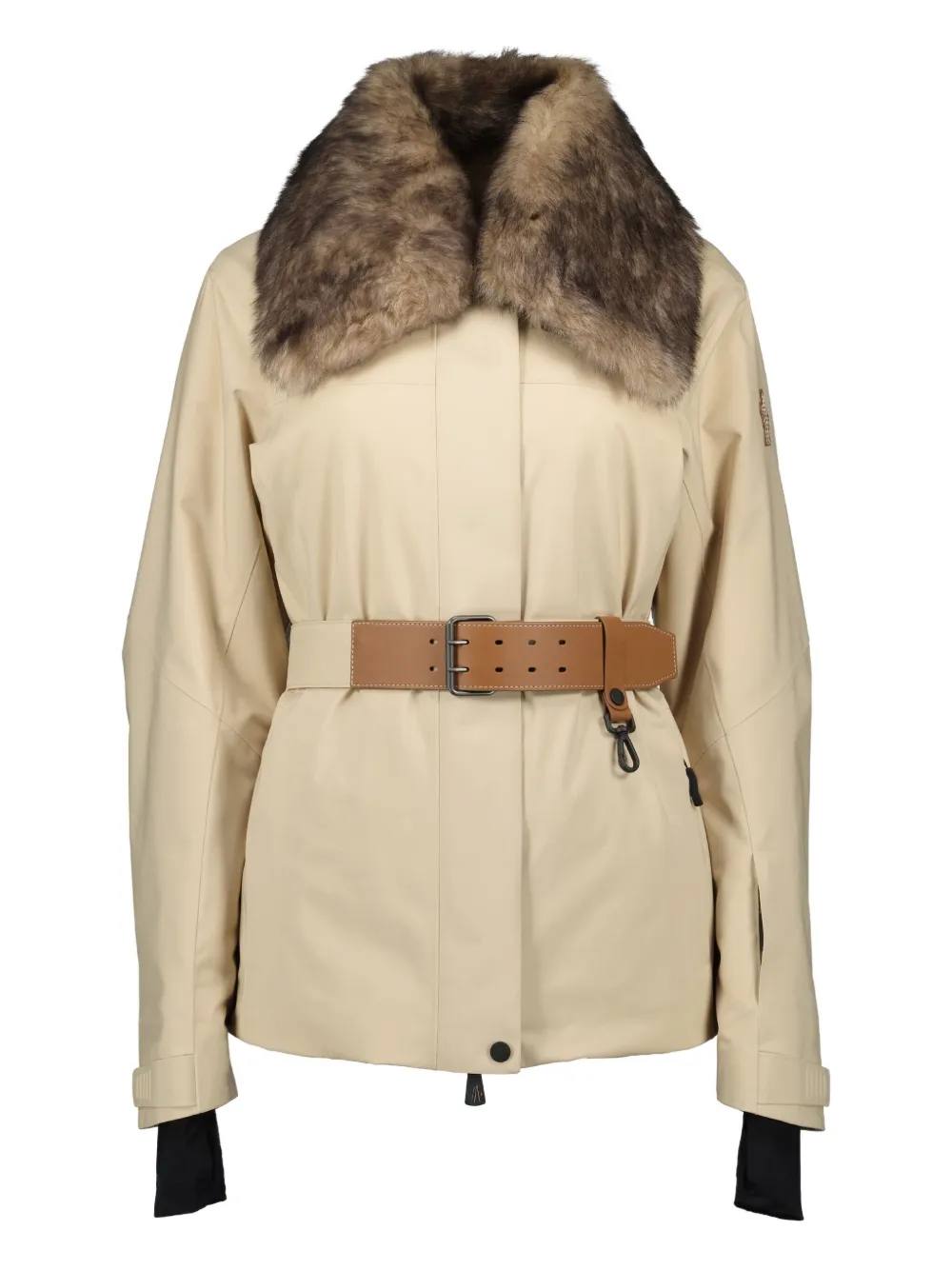 Moncler Vizelles Shearling-trimmed Ski Jacket In Neutral