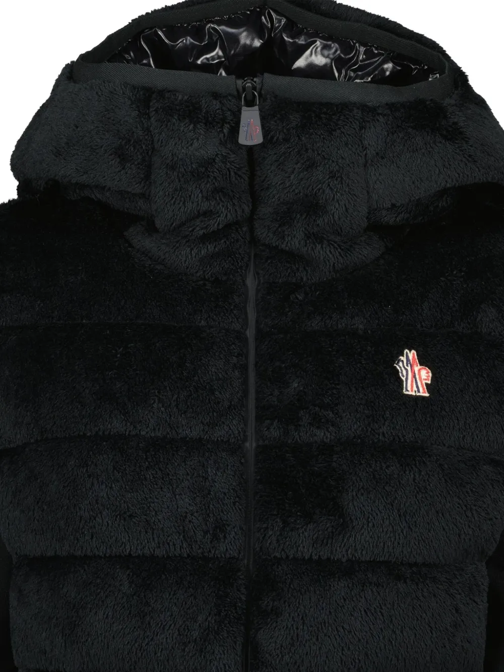 Moncler Hooded Quilted Fleece Down Jacket In Black
