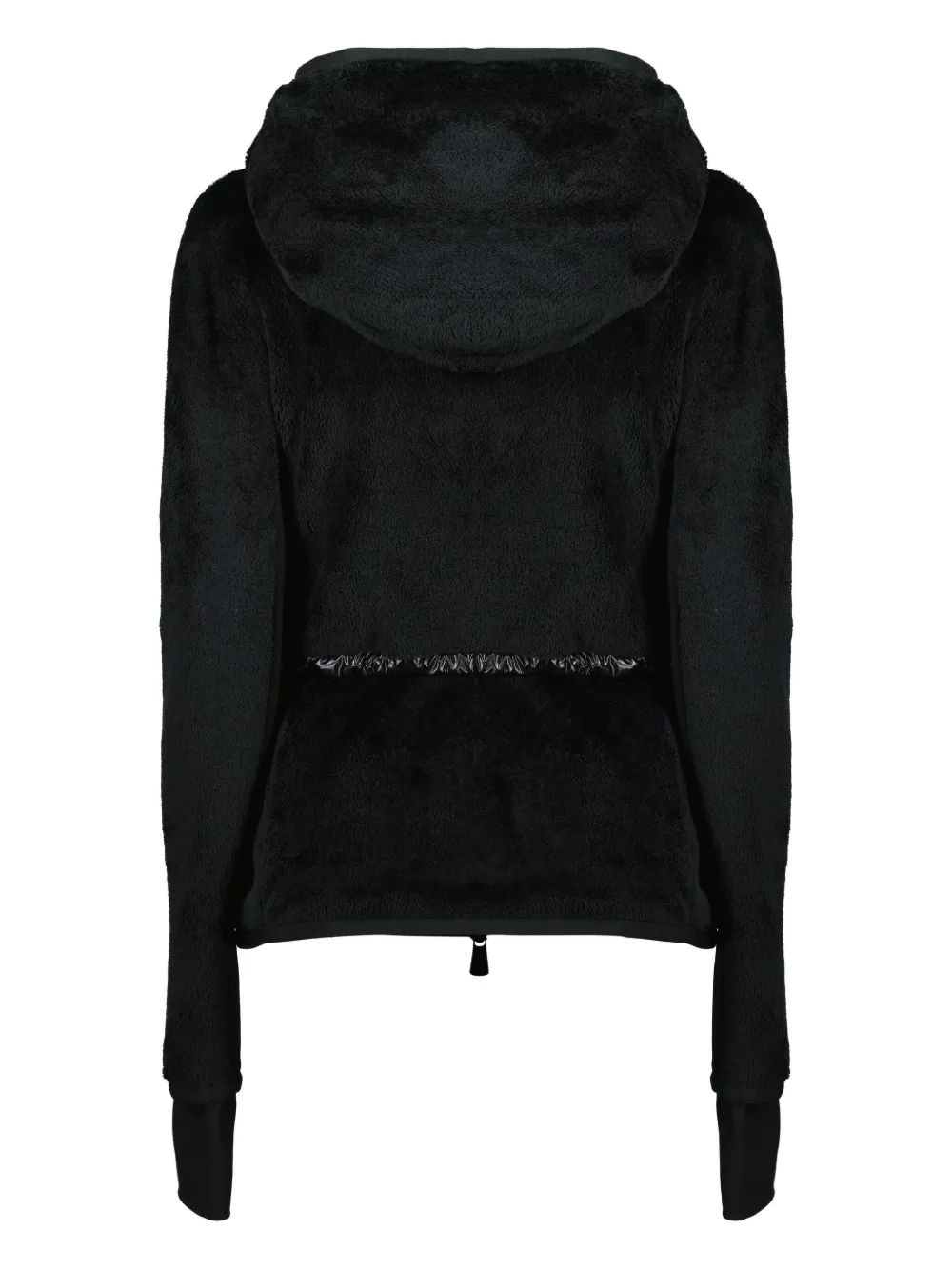Moncler Hooded Quilted Fleece Down Jacket In Black