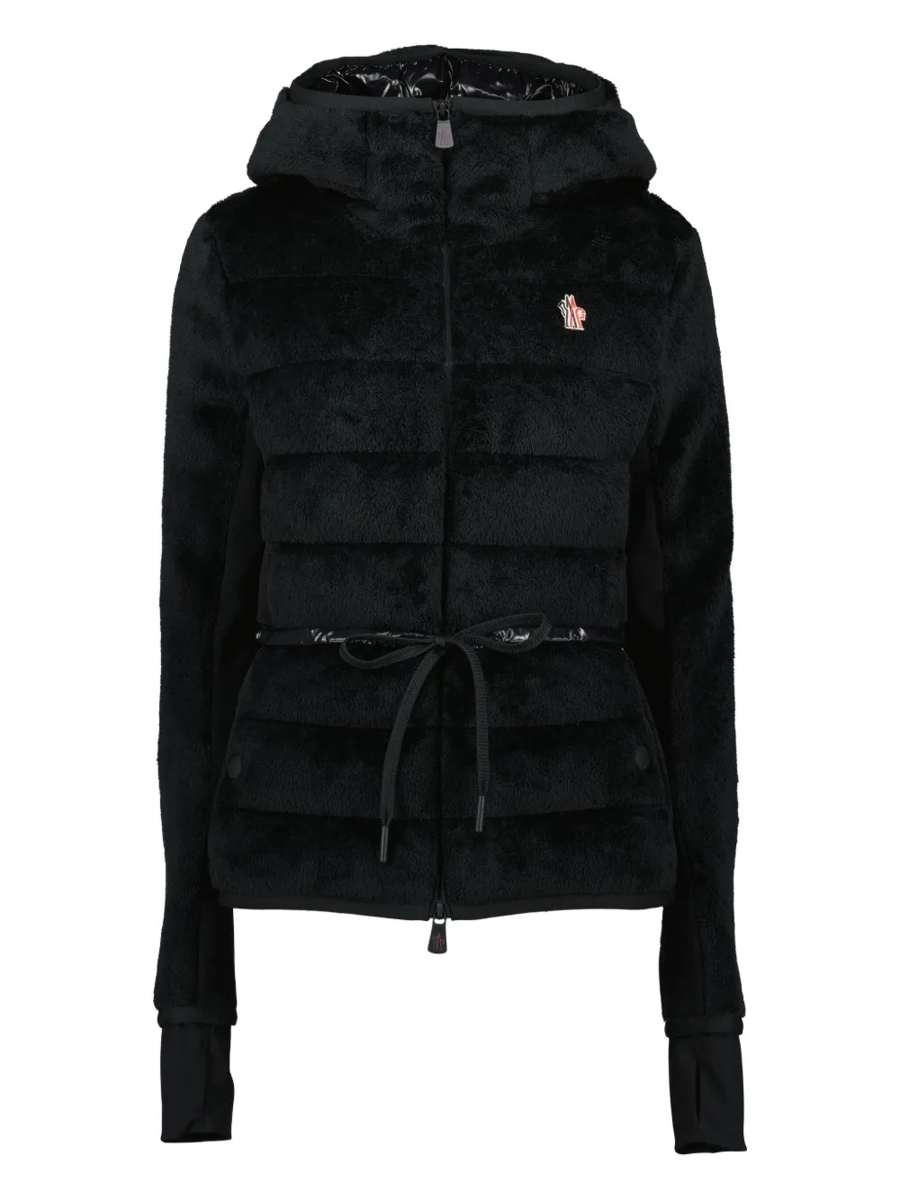 Moncler Hooded Quilted Fleece Down Jacket In Black