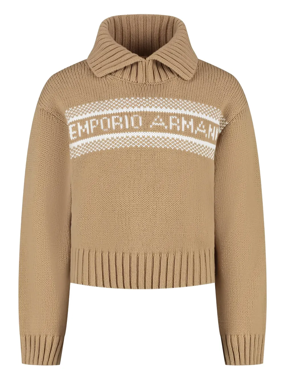 Emporio Armani Ribbed-collar Sweater In Neutral