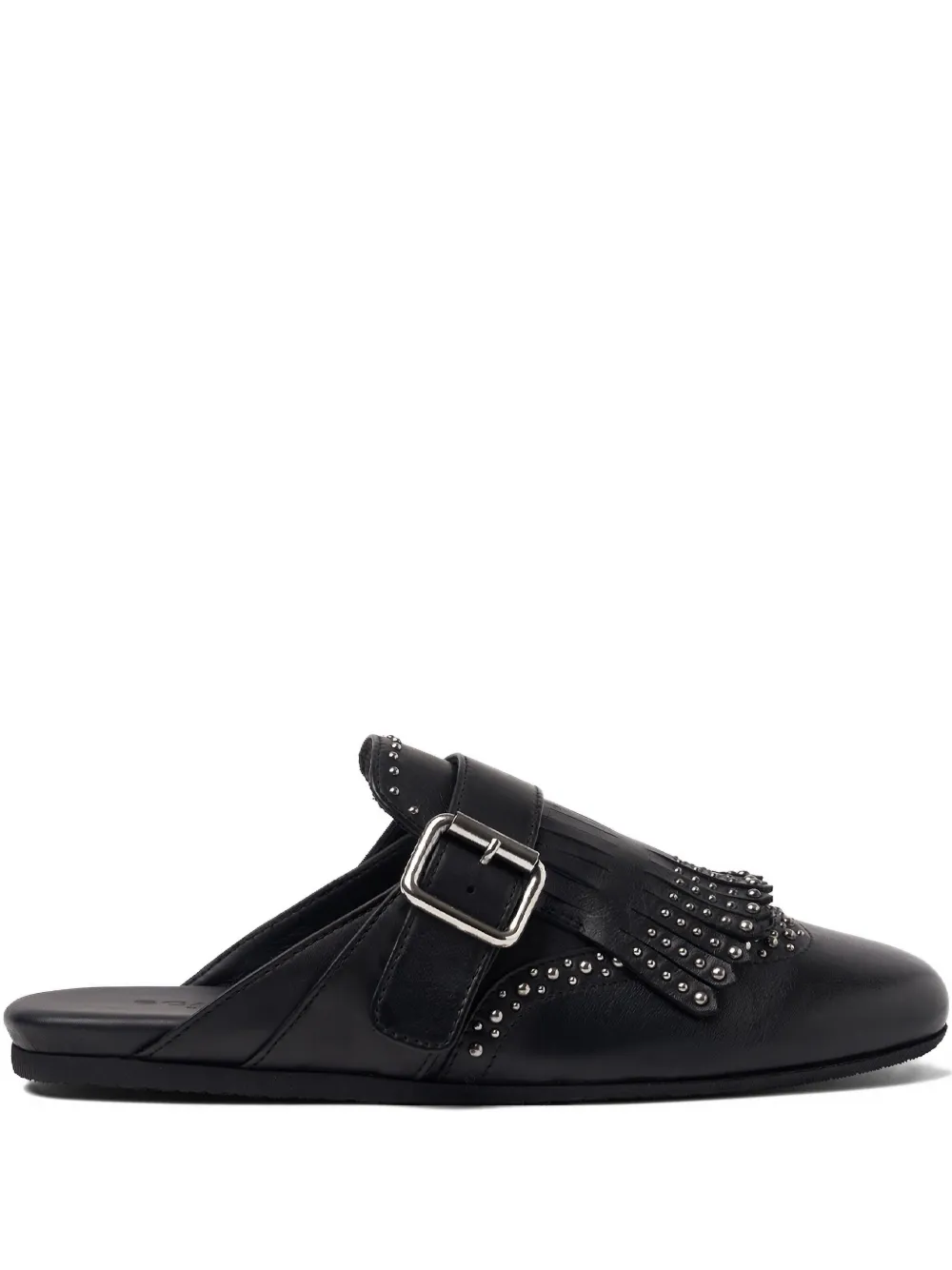 Scarosso Gaia Fringed Studded Mules In Black