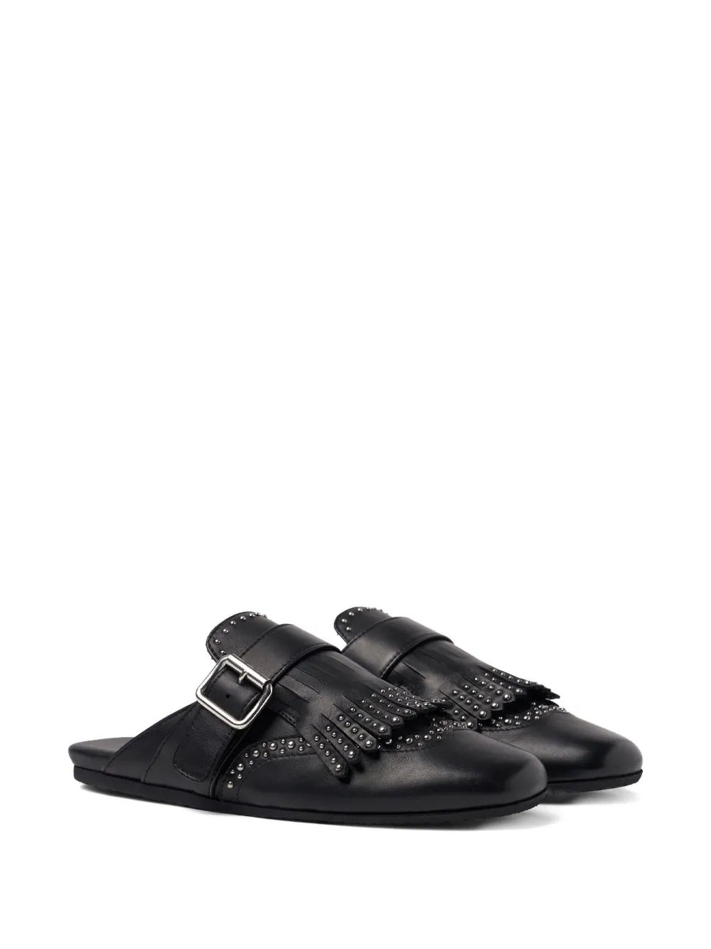 Scarosso Gaia Fringed Studded Mules In Black