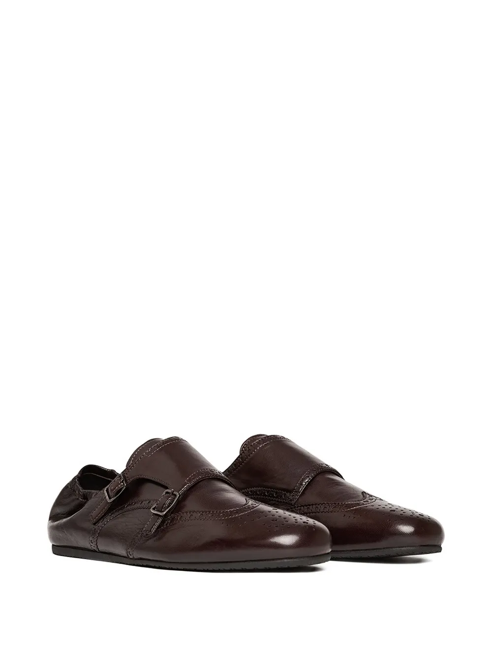 Scarosso Johnny buckled brogue monk shoes - Bruin
