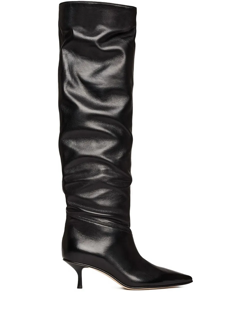 Scarosso Barbara Pointed-toe Ruched Boots In Black
