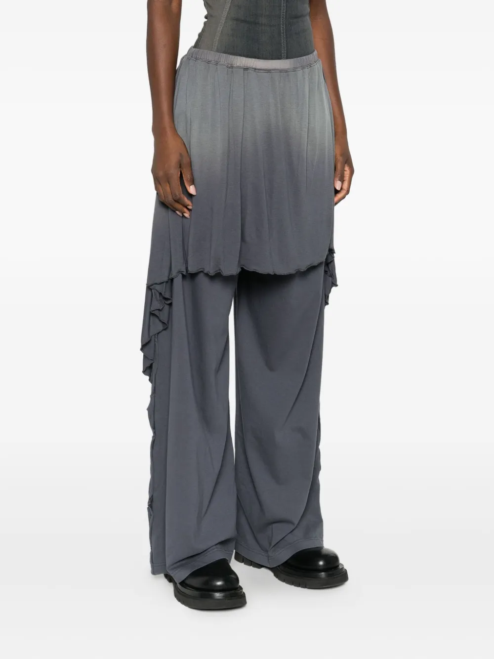 Diesel Logo-detail Ruffled Trousers In Gray