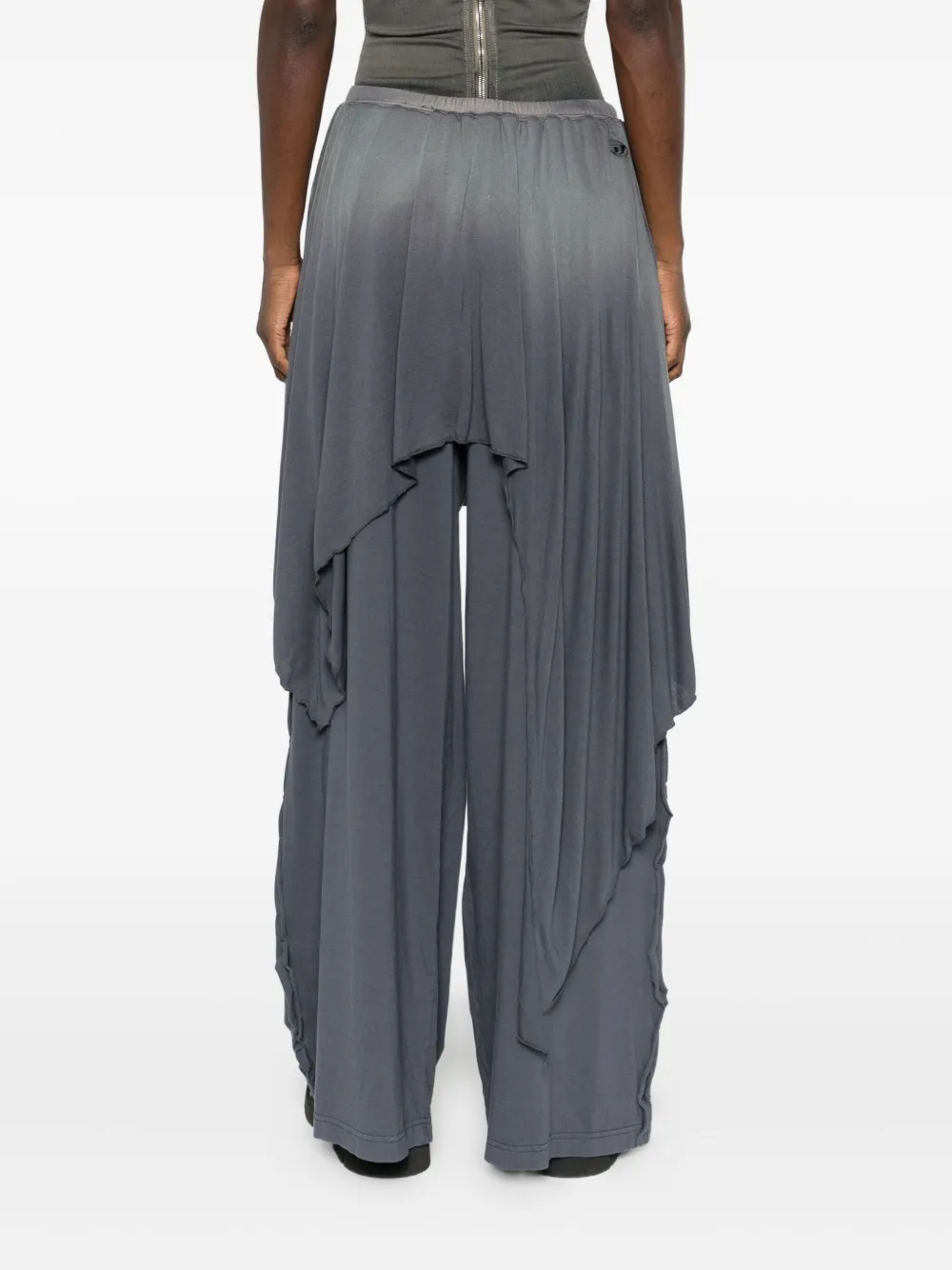 Diesel Logo-detail Ruffled Trousers In Gray