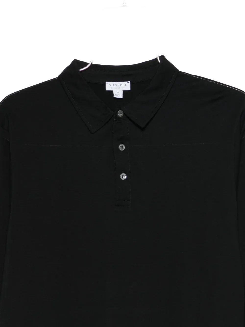Sunspel Long-sleeve Polo Shirt In Black