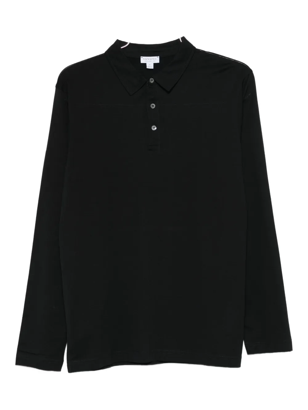 Sunspel Long-sleeve Polo Shirt In Black