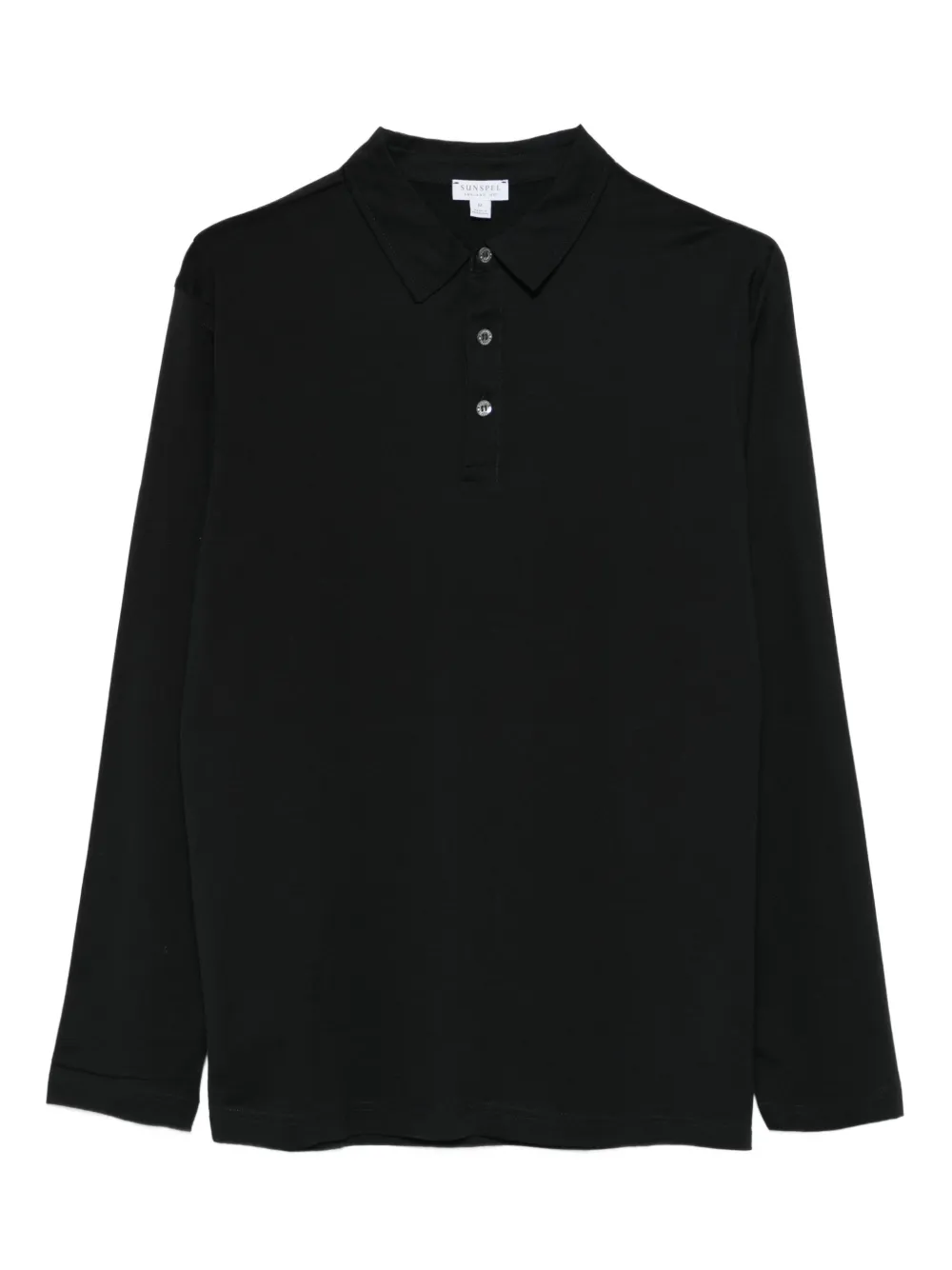 Sunspel Langärmeliges Poloshirt | Schwarz | Image 1