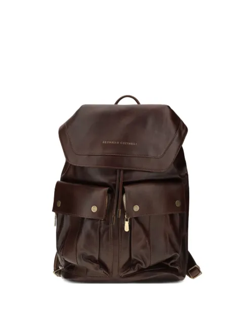 Brunello Cucinelli flap pocket leather backpack