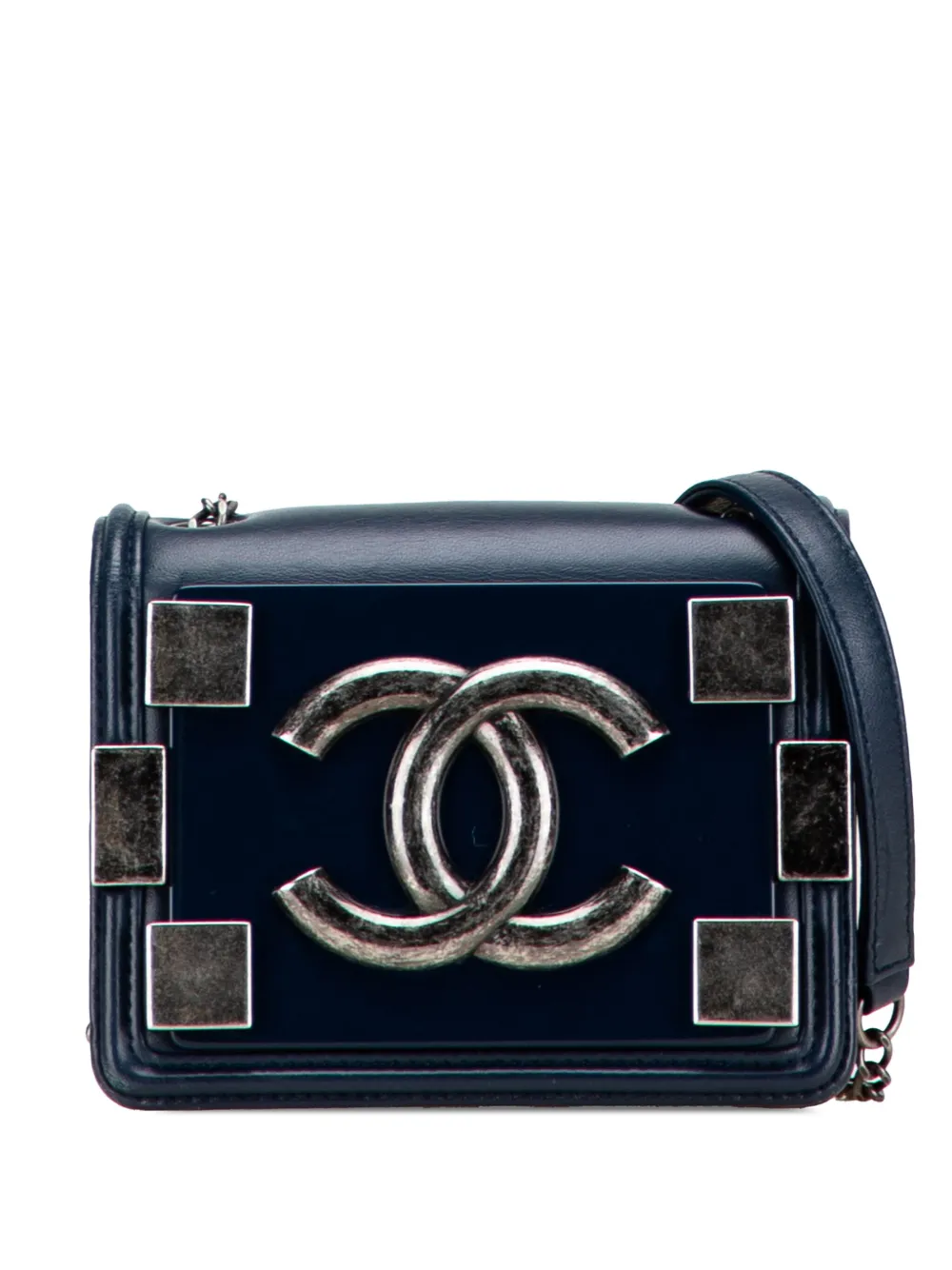 CHANEL Pre-Owned 2013-2014 Mini Acrylic and Calfskin Boy Brick Flap crossbody bag - Blu