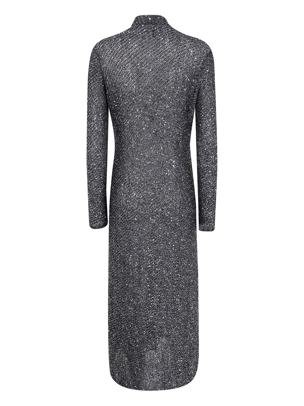 Giorgio Armani Longline Textured Knit Cardigan With Metallic Finish In Gray