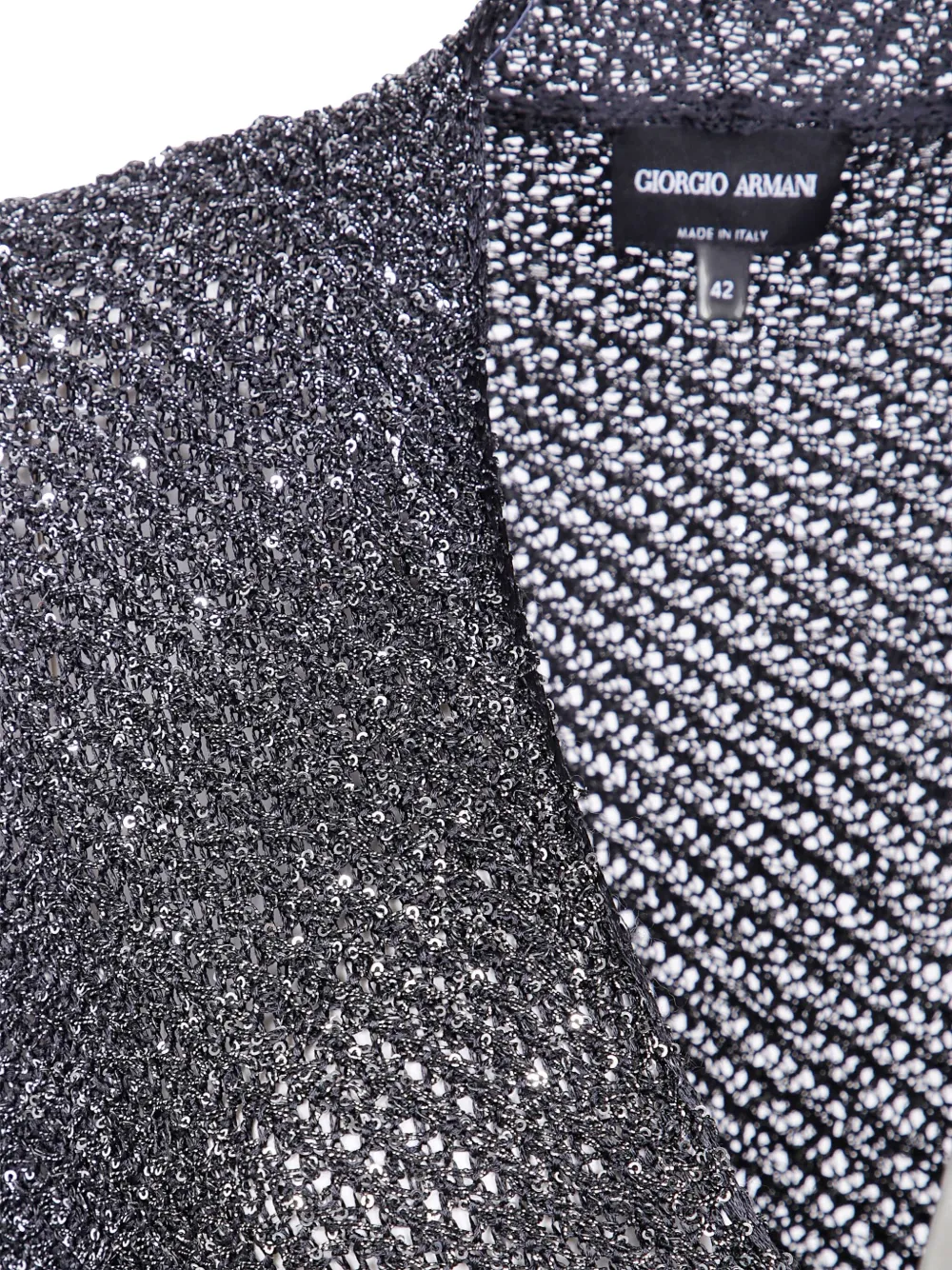 Giorgio Armani Longline Textured Knit Cardigan With Metallic Finish In Gray