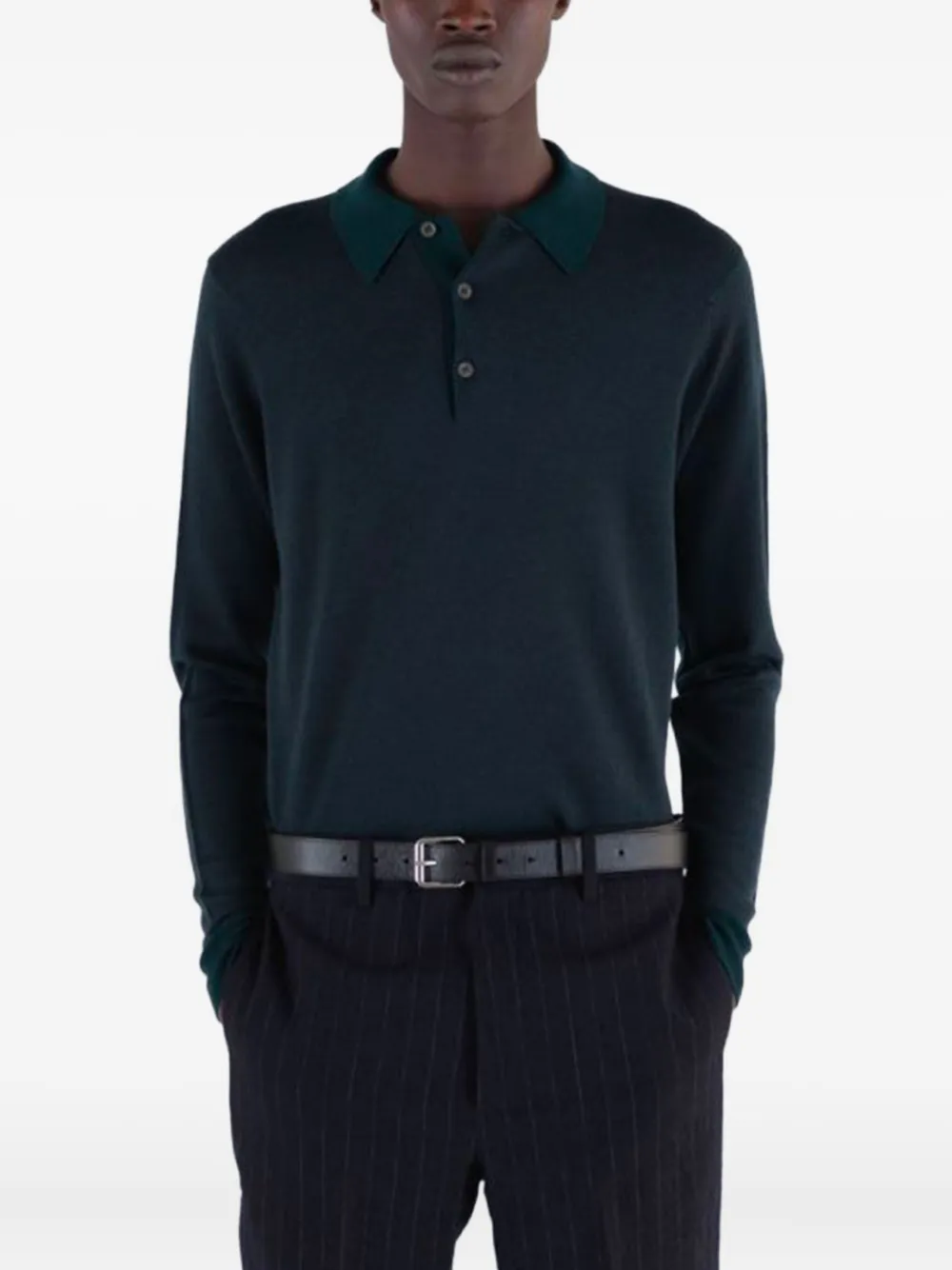 John Smedley Herbie poloshirt met lange mouwen Blauw